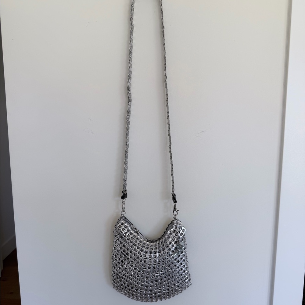 Silver Metallic Chainmail Crossbody Bag